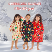 Kids Christmas Plush Oversized Hoodie  (One Size - 3-6 Years)